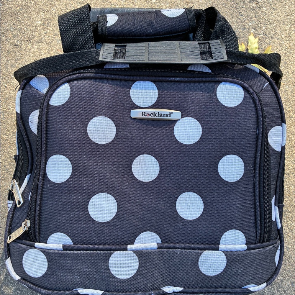 Black & White Polka Dot Laptop Bag with Multiple Zipper Pockets w/Travel Sleeve